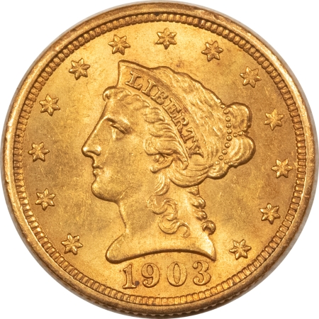 $2.50 1903 $2.50 LIBERTY HEAD GOLD QUARTER EAGLE – CHOICE BRILLIANT UNCIRCULATED!