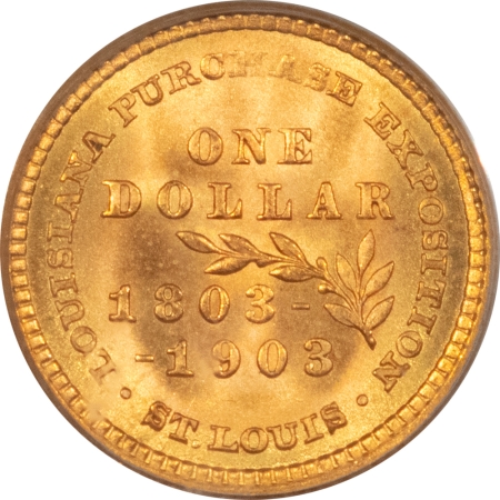 CAC Approved Coins 1903 $1 LA PURCHASE, JEFFERSON GOLD COMMEMORATIVE – PCGS MS-65, CAC, FRESH & PQ!