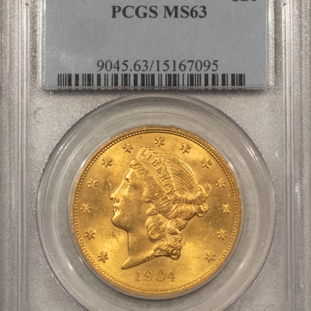 $20 1904 $20 LIBERTY GOLD DOUBLE EAGLE – PCGS MS-63, CHOICE