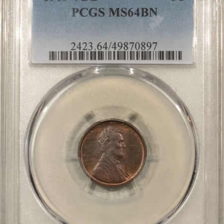 Lincoln Cents (Wheat) 1909 VDB LINCOLN CENT – PCGS MS-64 BN, PRETTY!