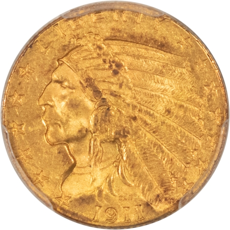 $2.50 1911 $2.50 INDIAN GOLD QUARTER EAGLE – PCGS MS-62, CAC APPROVED!