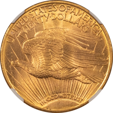 $20 1913-D $20 ST GAUDENS GOLD DOUBLE EAGLE – NGC MS-62, FLASHY LOOKS CHOICE!