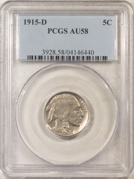 Buffalo Nickels 1915-D BUFFALO NICKEL – PCGS AU-58, PREMIUM QUALITY! LOOKS BRILLIANT UNCIRC!