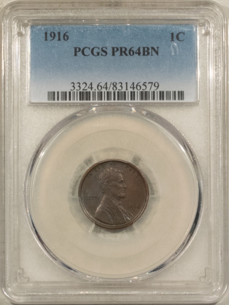 Lincoln Cents (Wheat) 1916 MATTE PROOF LINCOLN CENT – PCGS PR-64 BN, MATTE PROOF, TOUGH!