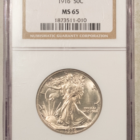 New Store Items 1916 WALKING LIBERTY HALF DOLLAR – NGC MS-65, FRESH WHITE GEM!