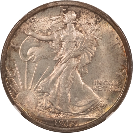 New Certified Coins 1917 WALKING LIBERTY HALF DOLLAR – NGC MS-65, ATTRACTIVE ORIGINAL GEM!