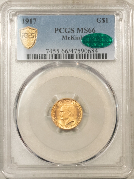 CAC Approved Coins 1917 $1 MCKINLEY GOLD COMMEMORATIVE – PCGS MS-66, CAC APPROVED! REALLY PRETTY!