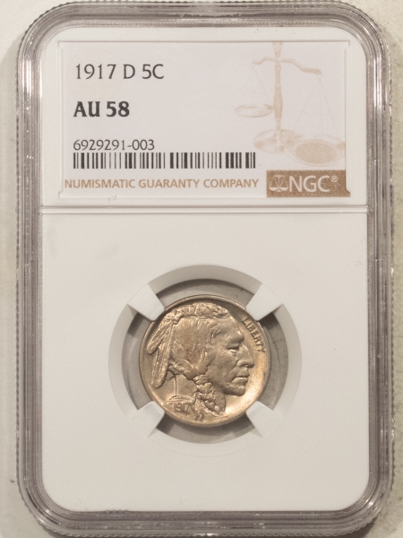 Buffalo Nickels 1917-D BUFFALO NICKEL NGC AU-58