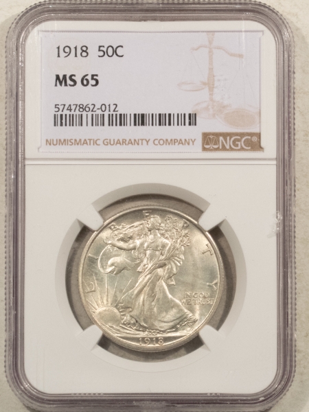 New Certified Coins 1918 WALKING LIBERTY HALF DOLLAR – NGC MS-65, FRESH & PREMIUM QUALITY!