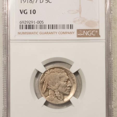 Buffalo Nickels 1918/7-D BUFFALO NICKEL NGC VG-10, KEY-DATE!