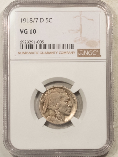 Buffalo Nickels 1918/7-D BUFFALO NICKEL NGC VG-10