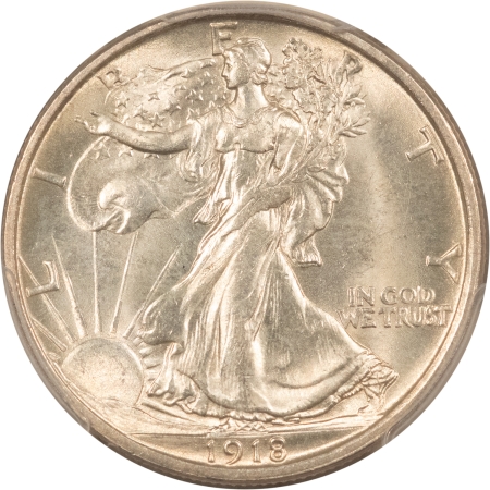 New Certified Coins 1918-D WALKING LIBERTY HALF DOLLAR – PCGS MS-64, WELL-STRUCK FOR THE DATE!