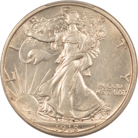 New Certified Coins 1918-S WALKING LIBERTY HALF DOLLAR – PCGS AU-55, LOOKS 58+, PREMIUM QUALITY!