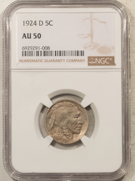 Buffalo Nickels 1924-D BUFFALO NICKEL NGC AU-50