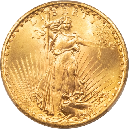 $20 1928 $20 ST GAUDENS DOUBLE EAGLE – CACG MS-66, LOOKS 67! PREMIUM QUALITY! CAC!