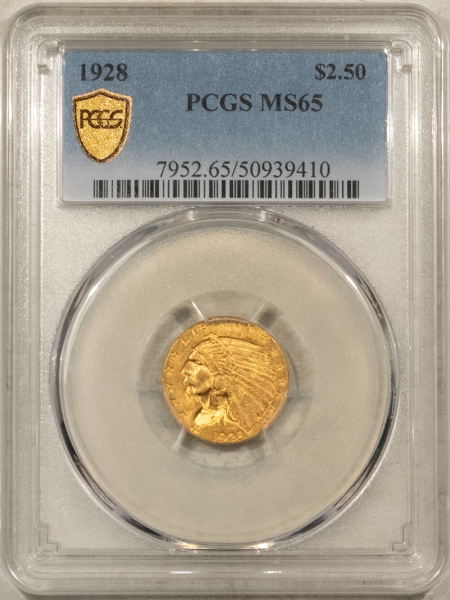 $2.50 1928 $2.50 INDIAN GOLD – PCGS MS-65, FRESH GEM!