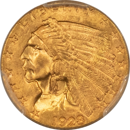 $2.50 1928 $2.50 INDIAN GOLD – PCGS MS-65, FRESH GEM!