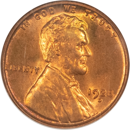 Lincoln Cents (Wheat) 1928-D LINCOLN CENT – NGC MS-65 RD, FRESH & PRETTY! FATTIE HOLDER!