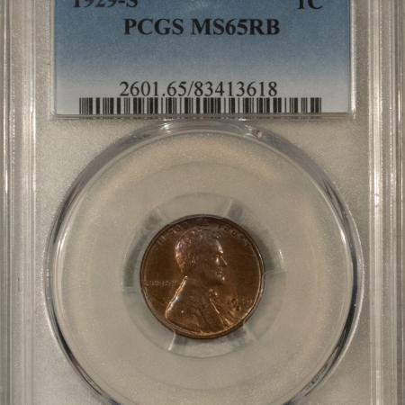 Lincoln Cents (Wheat) 1929-S LINCOLN CENT – PCGS MS-65 RB, TOUGHER DATE, PRETTY COIN!