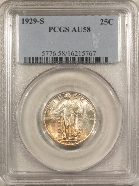 New Certified Coins 1929-S STANDING LIBERTY QUARTER – PCGS AU-58, PRETTY!