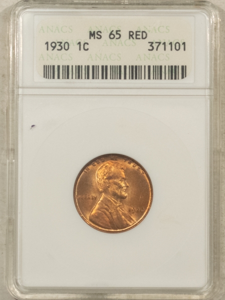 Lincoln Cents (Wheat) 1930 LINCOLN CENT – ANACS MS-65 RD, OLD HOLDER!