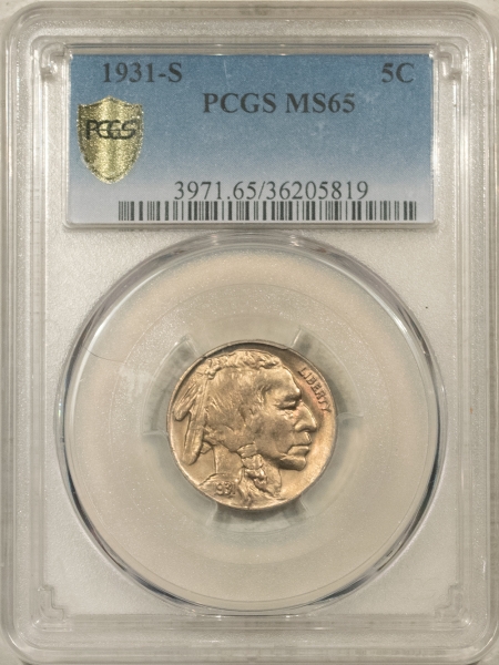 Buffalo Nickels 1931-S BUFFALO NICKEL – PCGS MS-65, GEM!