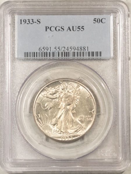 New Certified Coins 1933-S WALKING LIBERTY HALF DOLLAR – PCGS AU-55, FLASHY & PREMIUM QUALITY!