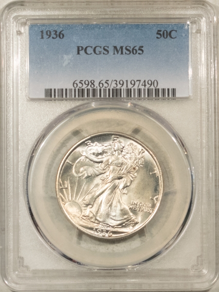 New Certified Coins 1936 WALKING LIBERTY HALF DOLLAR – PCGS MS-65, BLAST WHITE GEM!