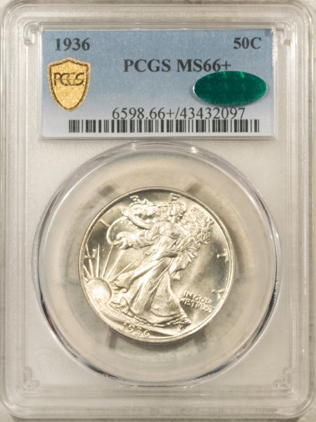 CAC Approved Coins 1936 WALKING LIBERTY HALF DOLLAR – PCGS MS-66+ CAC, PQ BLAST WHITE LOOKS SUPERB!