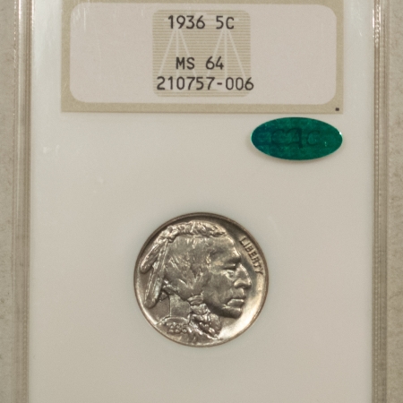 New Store Items 1936 BUFFALO NICKEL NGC MS-64 CAC APPROVED PREMIUM QUALITY FATTY!