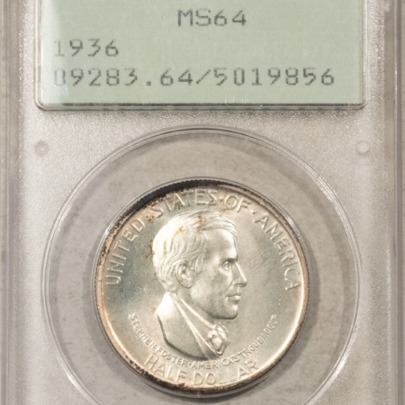 New Certified Coins 1936 CINCINNATI COMMEMORATIVE HALF DOLLAR – PCGS MS-64, RATTLER HOLDER & PQ!