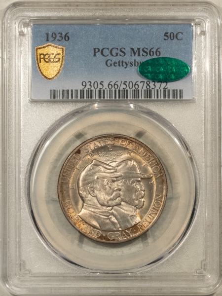 CAC Approved Coins 1936 GETTYSBURG COMMEMORATIVE HALF DOLLAR, PCGS MS-66, PRETTY, PQ, CAC APPROVED!