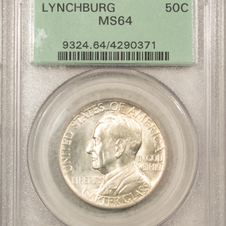 Silver 1936 LYNCHBURG COMMEMORATIVE HALF DOLLAR – PCGS MS-64, OGH, GEM & PQ++