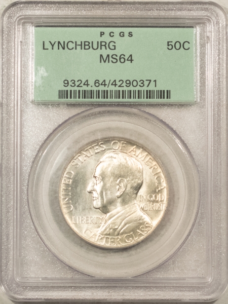 Silver 1936 LYNCHBURG COMMEMORATIVE HALF DOLLAR – PCGS MS-64, OGH, GEM & PQ++