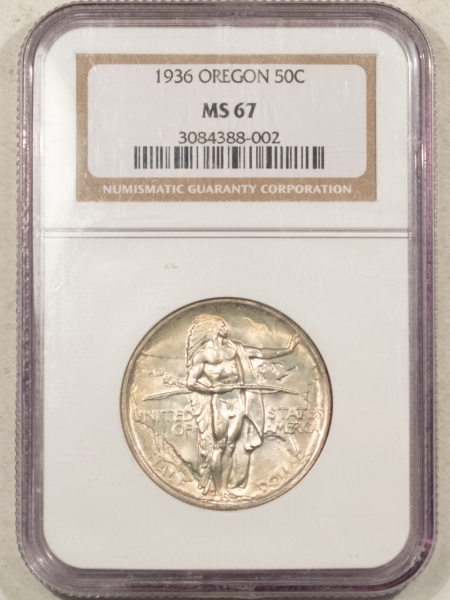 New Certified Coins 1936 OREGON COMMEMORATIVE HALF DOLLAR – NGC MS-67, FRESH SUPERB GEM!