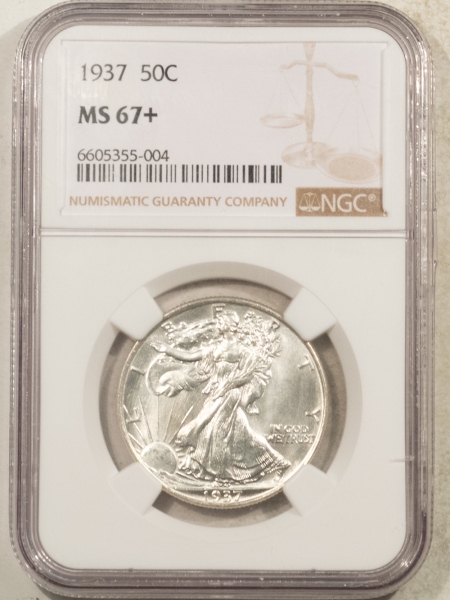 New Certified Coins 1937 WALKING LIBERTY HALF DOLLAR – NGC MS-67+ STONE WHITE & PRISTINE!