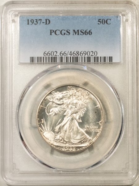 New Certified Coins 1937-D WALKING LIBERTY HALF DOLLAR – PCGS MS-66, ORIGINAL & PREMIUM QUALITY!