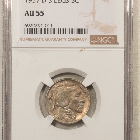 Buffalo Nickels 1937-D BUFFALO NICKEL – 3 LEGS NGC AU-55