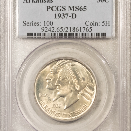 New Certified Coins 1937-D ARKANSAS COMMEMORATIVE HALF DOLLAR – PCGS MS-65, PREMIUM QUALITY!