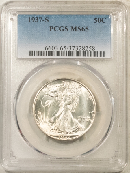 New Certified Coins 1937-S WALKING LIBERTY HALF DOLLAR – PCGS MS-65, BLAST WHITE & PREMIUM QUALITY!