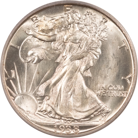 New Certified Coins 1938-D WALKING LIBERTY HALF DOLLAR – PCGS MS-65, WHITE GEM, KEY-DATE!