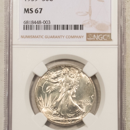 New Certified Coins 1939 WALKING LIBERTY HALF DOLLAR – NGC MS-67, ORIGINAL WHITE & SUPERB!