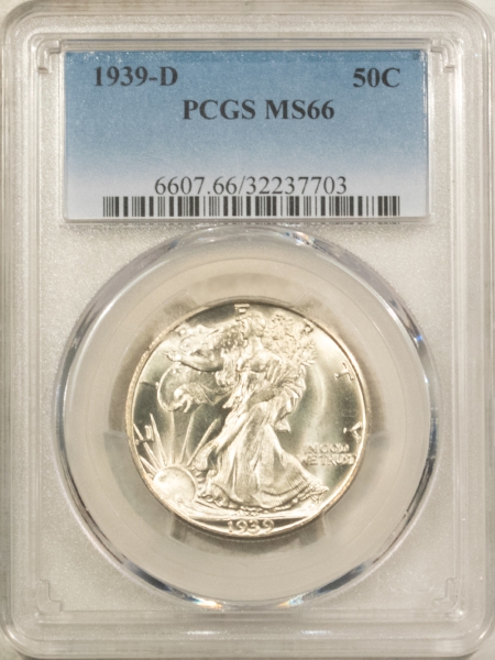 New Certified Coins 1939-D WALKING LIBERTY HALF DOLLAR – PCGS MS-66, PREMIUM QUALITY!