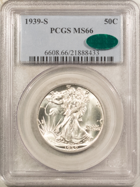 CAC Approved Coins 1939-S WALKING LIBERTY HALF DOLLAR – PCGS MS-66, PREMIUM QUALITY! CAC APPROVED!