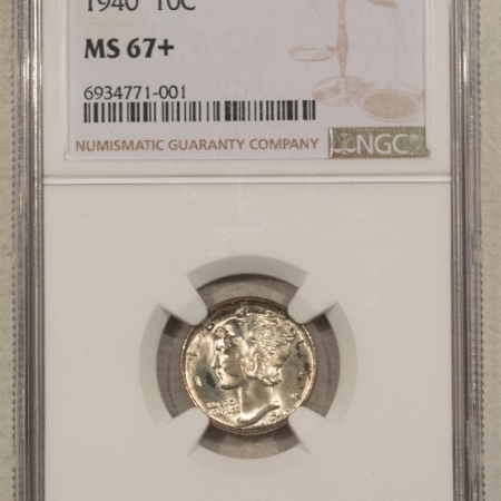 U.S. Certified Coins 1940 MERCURY DIME – NGC MS-67+, PRETTY, PREMIUM QUALITY!