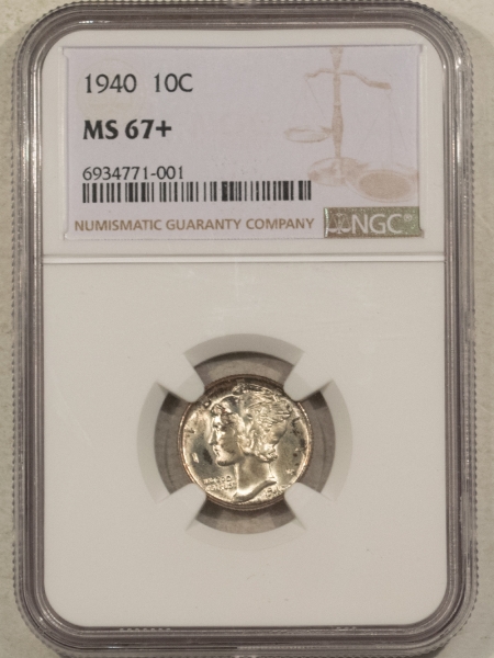 Mercury Dimes 1940 MERCURY DIME – NGC MS-67+, PRETTY, PREMIUM QUALITY!