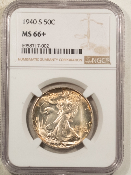 New Certified Coins 1940-S WALKING LIBERTY HALF DOLLAR NGC MS-66+ PREMIUM QUALITY! ORIGINAL, SUPERB!