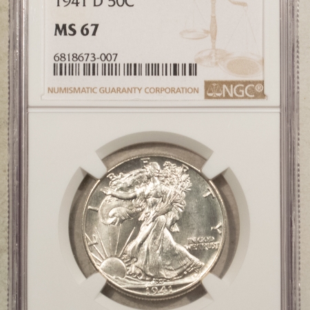 New Certified Coins 1941-D WALKING LIBERTY HALF DOLLAR – NGC MS-67 WHITE