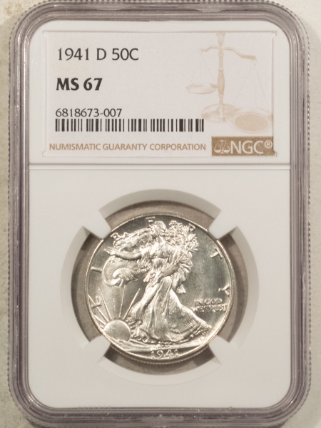 U.S. Certified Coins 1941-D WALKING LIBERTY HALF DOLLAR – NGC MS-67 WHITE