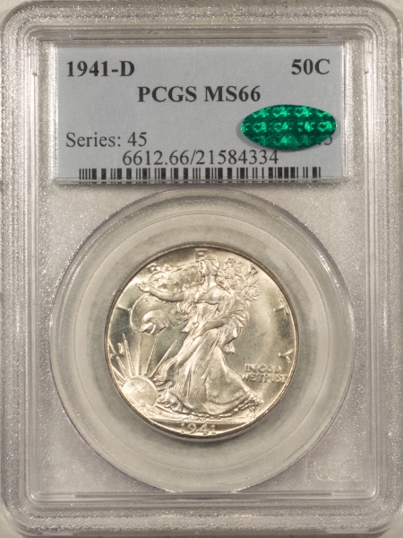 CAC Approved Coins 1941-D WALKING LIBERTY HALF DOLLAR – PCGS MS-66, FRESH & NICE! CAC APPROVED!